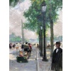 HERVE Jules Tableau Impressionniste 20è siècle Animation aux Champs Elysées huile sur toile signée Certificat d’authenticité 20