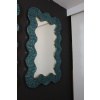 Grands miroirs en verre de Murano travaillé bleu turquoise en forme de vagues 40