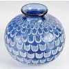 1930 René Lalique – Vase Grenade Verre Bleu Saphir Patiné Blanc 8