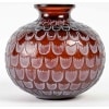 1930 René Lalique – Vase Grenade Verre Rouge Ambré Patiné Blanc 8