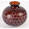 1930 René Lalique – Vase Grenade Verre Rouge Ambré Patiné Blanc 10