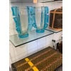 Paire de grands vases en verre de Murano doré et bleu turquoise par Costantini 39