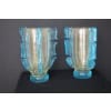 Paire de grands vases en verre de Murano doré et bleu turquoise par Costantini 26