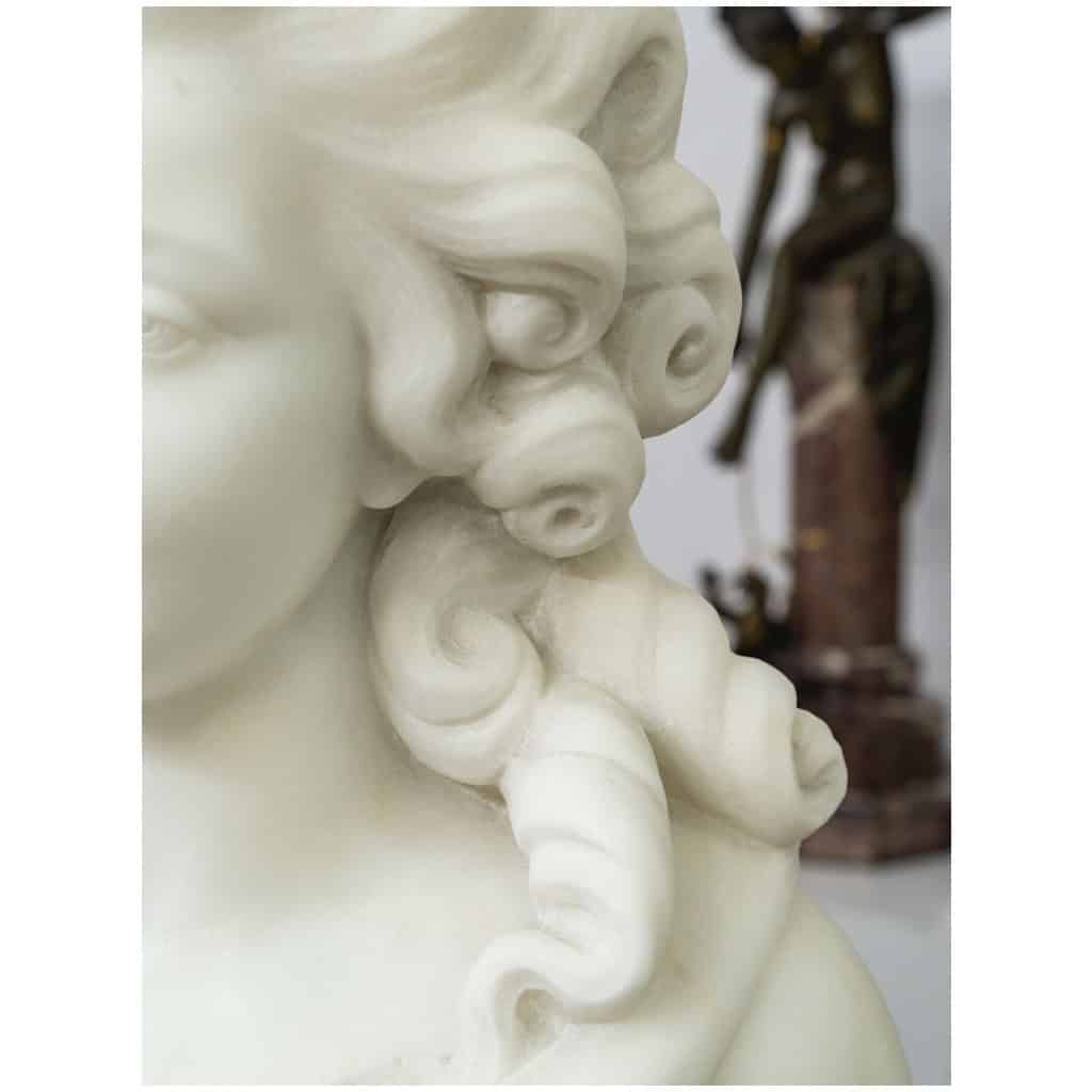 Buste En Marbre Blanc De Carrare “Madame De Pompadour” , Guglielmo Pugi (1850-1915) 7