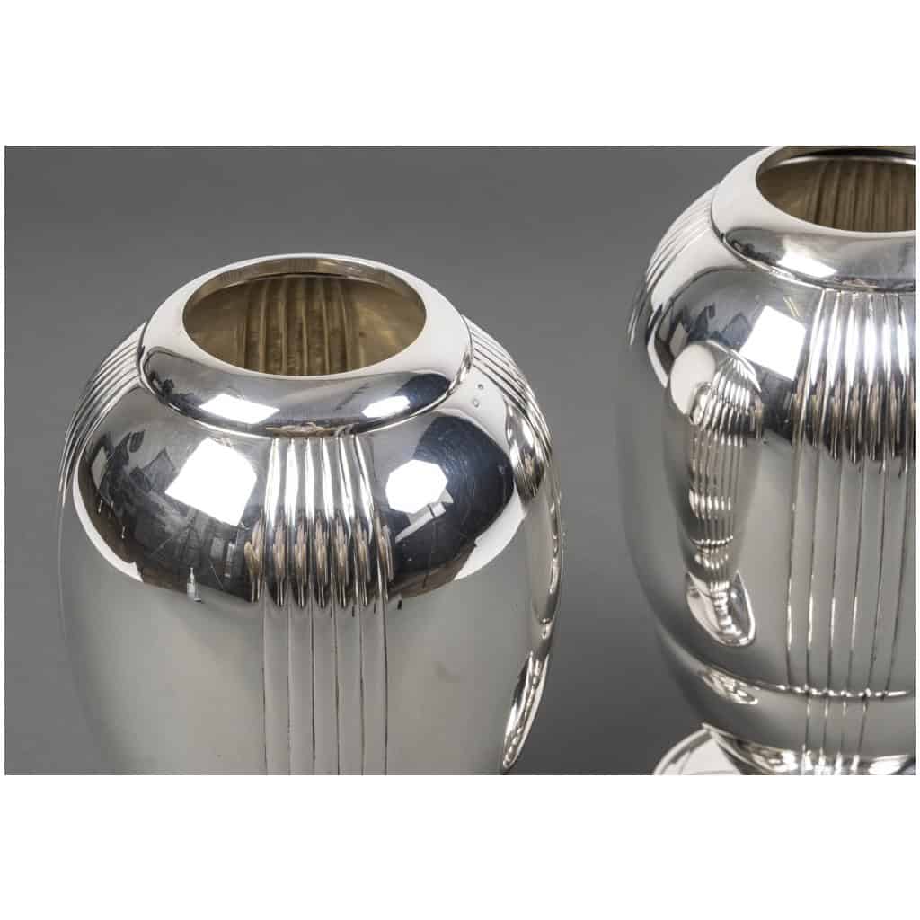 RAVINET D’ENFERT – PAIRE DE VASES EN ARGENT MASSIF EPOQUE ART DECO 5