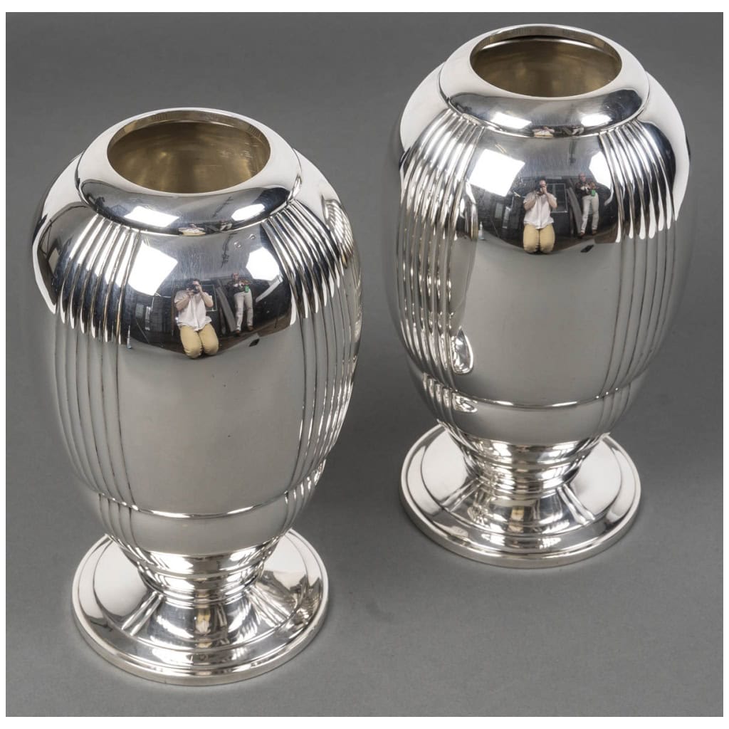 RAVINET D’ENFERT – PAIRE DE VASES EN ARGENT MASSIF EPOQUE ART DECO 11