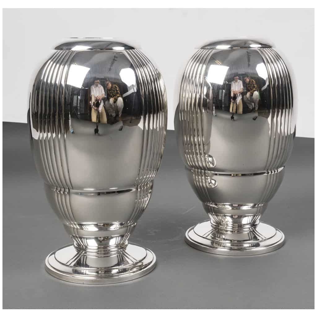 RAVINET D’ENFERT – PAIRE DE VASES EN ARGENT MASSIF EPOQUE ART DECO 13