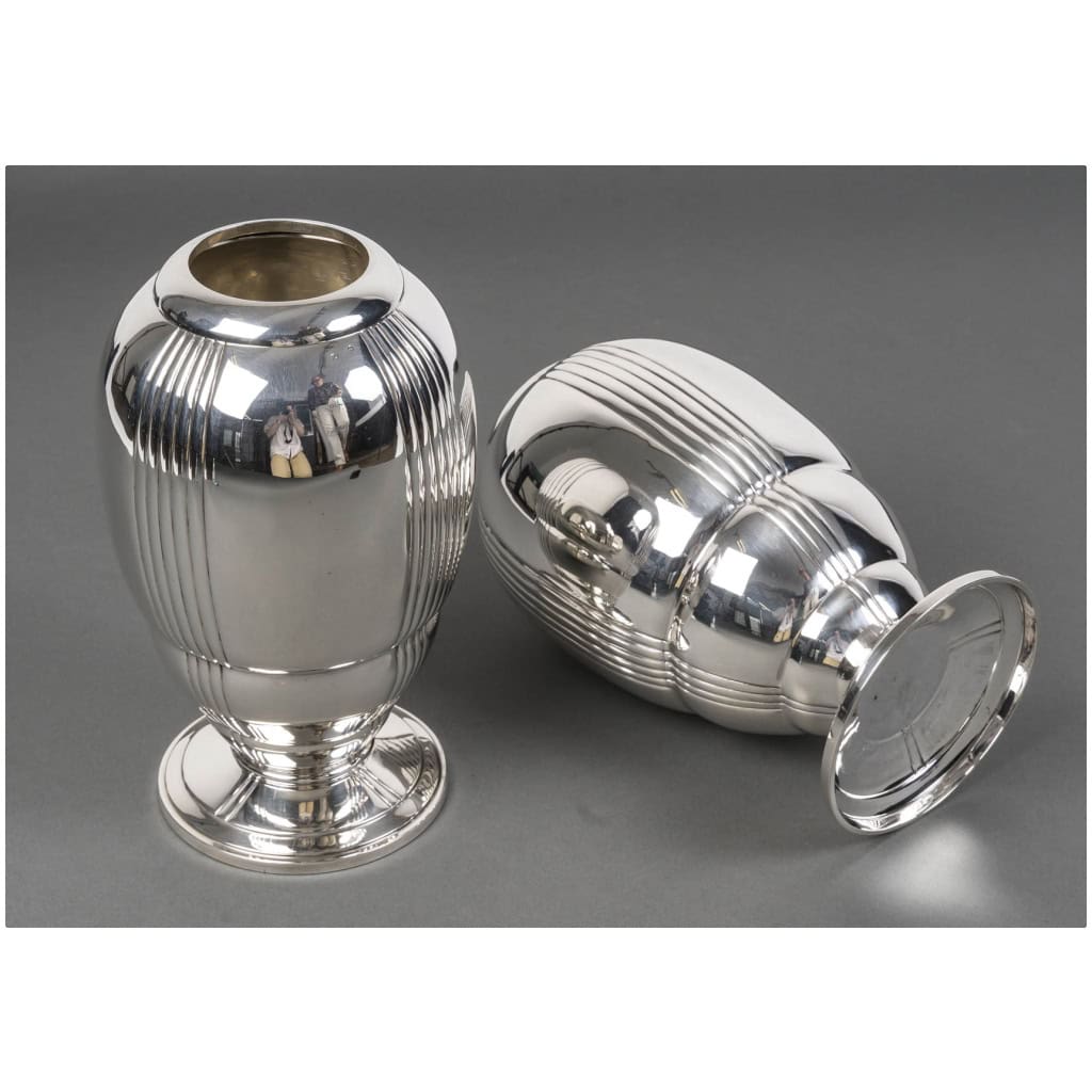 RAVINET D’ENFERT – PAIRE DE VASES EN ARGENT MASSIF EPOQUE ART DECO 3