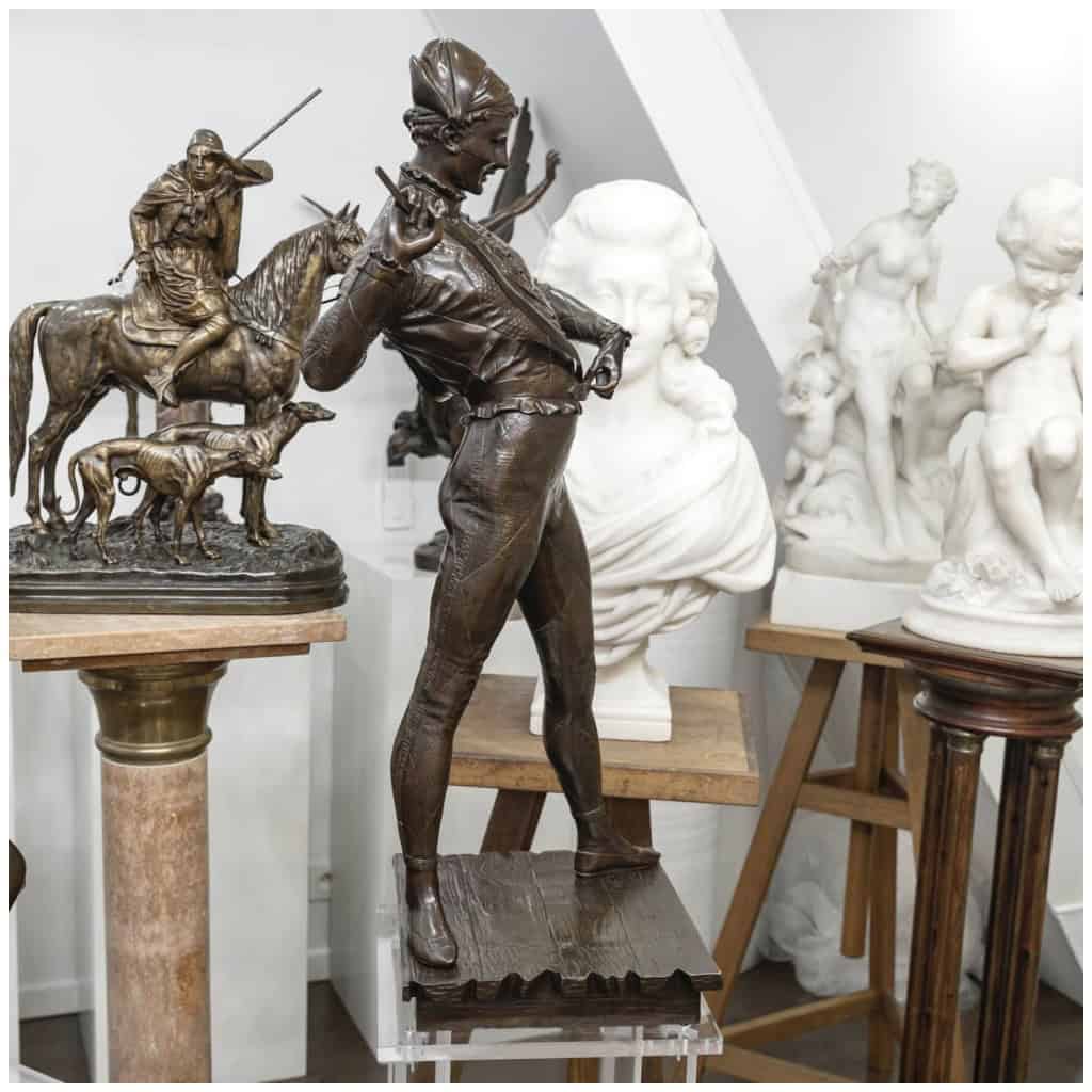 Sculpture – Arlequin , Paul Dubois (1829-1905) – Bronze 6