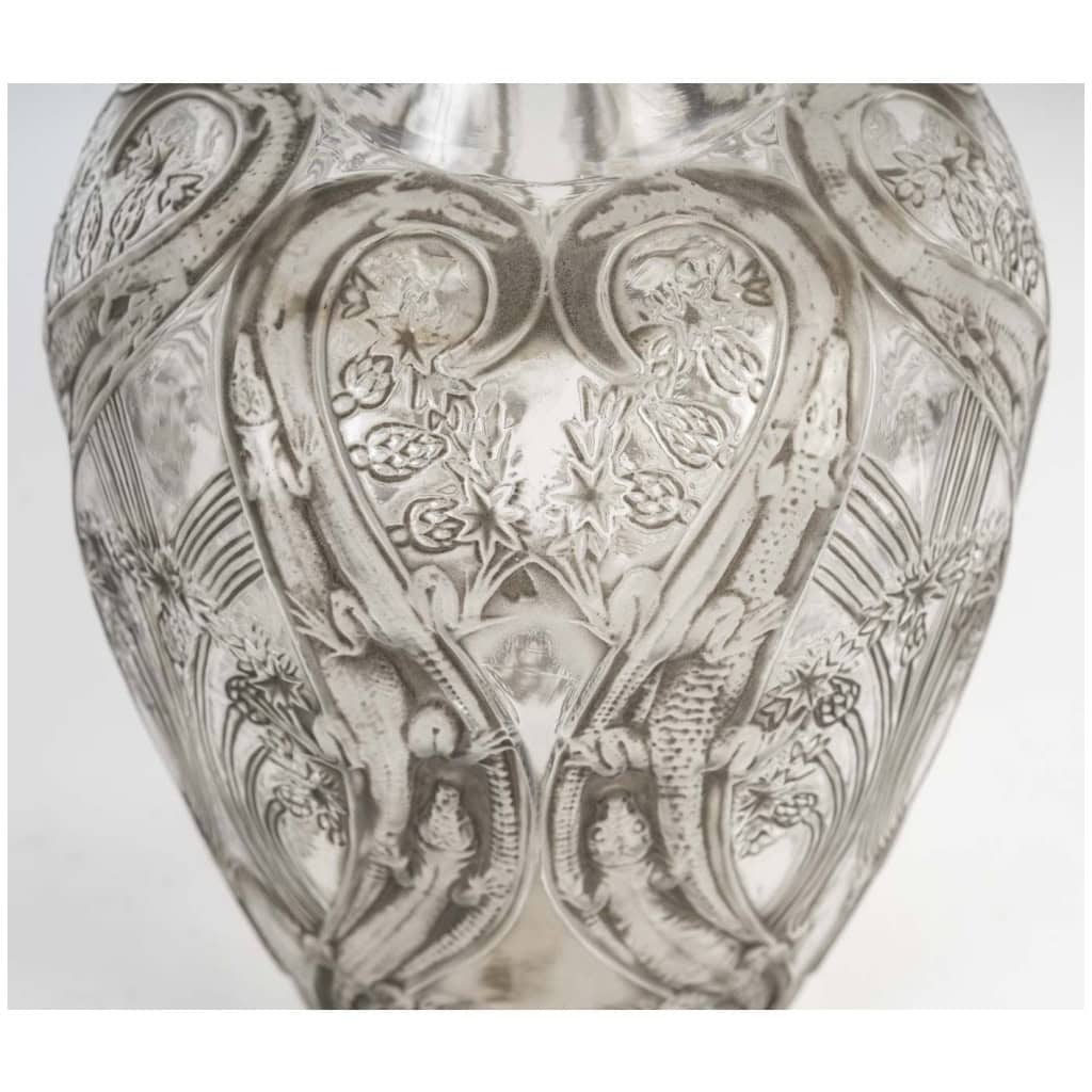 René Lalique,1913 : Vase “Lézards et Bluets” 8