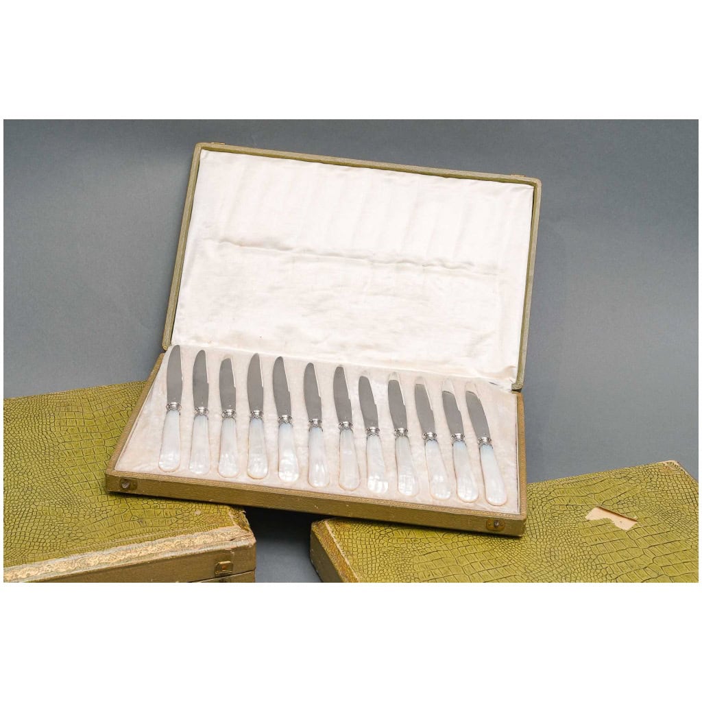 SERVICE DE COUTELLERIE DE 36 COUTEAUX EN COFFRET D’ORIGINE ART DECO 6