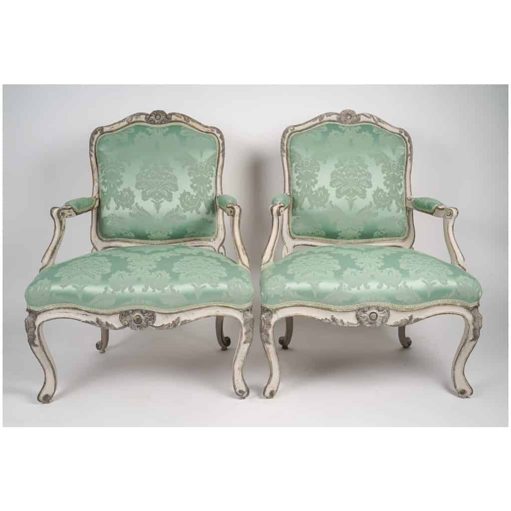 Paire De Fauteuils à La Reine Louis XV. XVIIIème siècle. 4