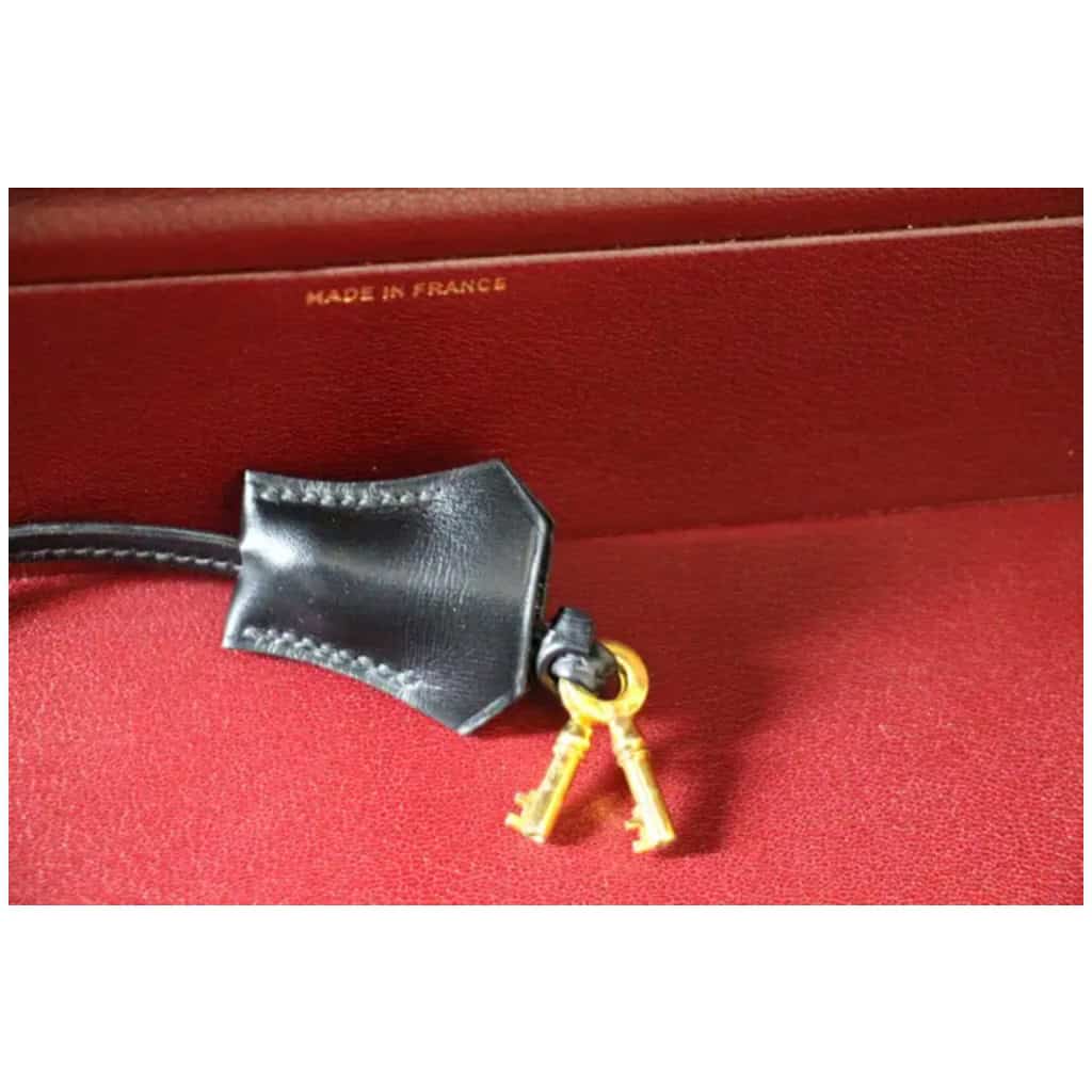 Mallette Hermes en cuir noir, porte documents Hermes, Attache case Hermes 17