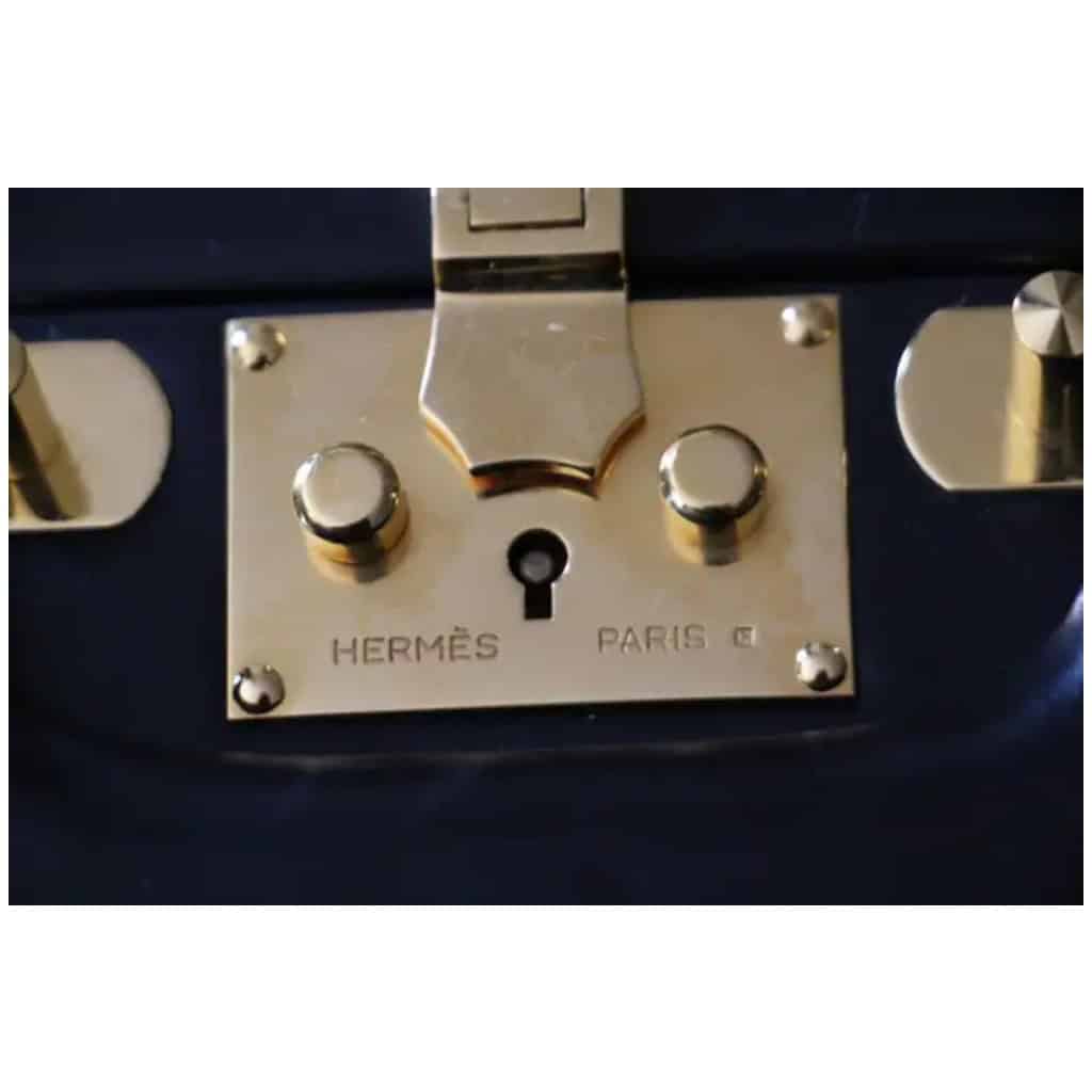 Mallette Hermes en cuir noir, porte documents Hermes, Attache case Hermes 21