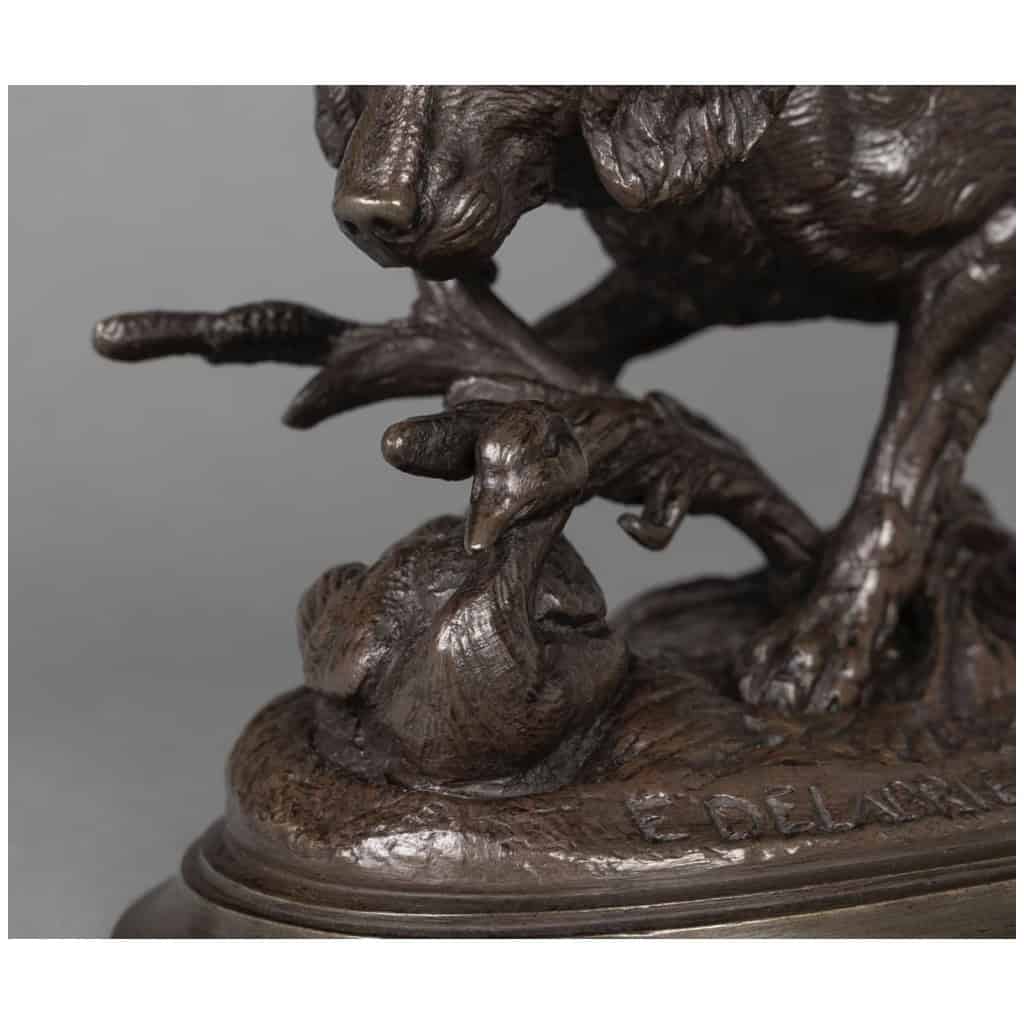 Sculpture – Chien Au Canard , Paul – Édouard Delabrièrre (1829-1912) – Bronze 5