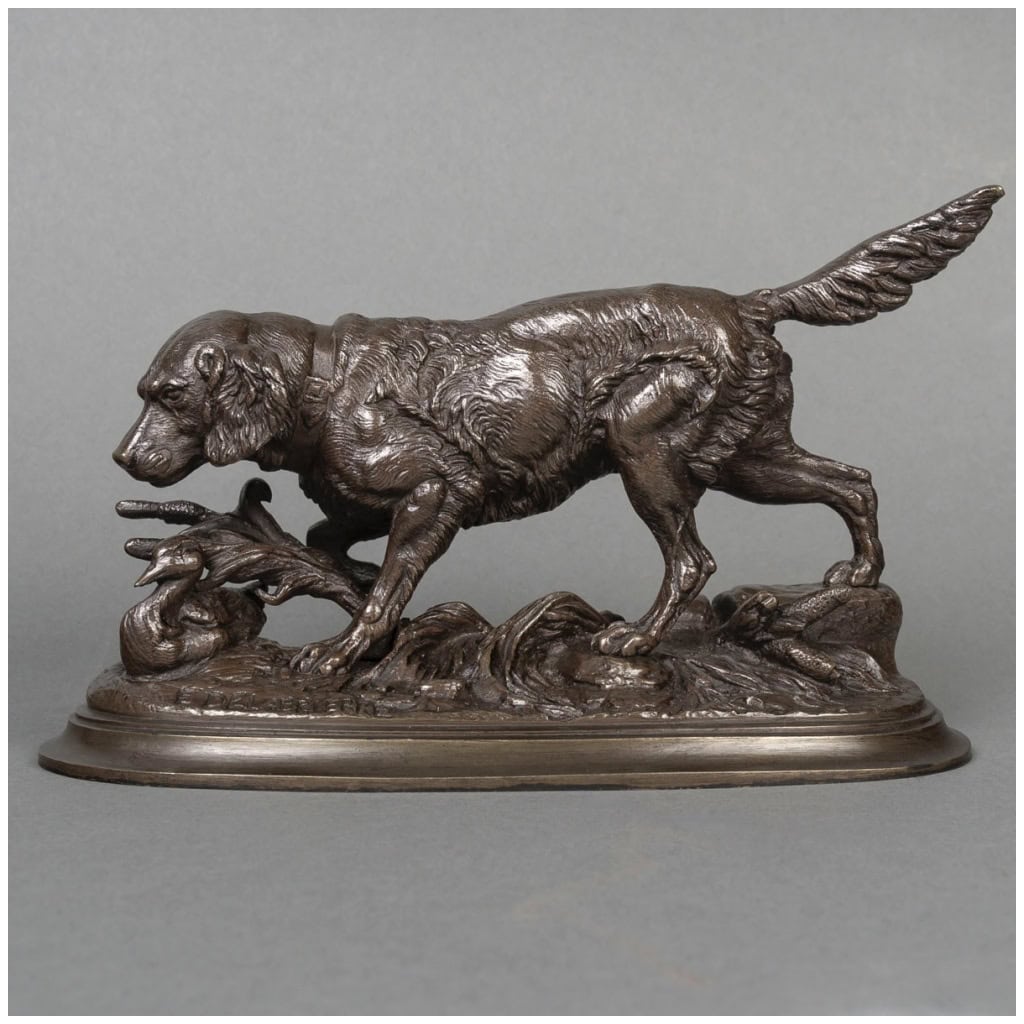 Sculpture – Chien Au Canard , Paul – Édouard Delabrièrre (1829-1912) – Bronze 6