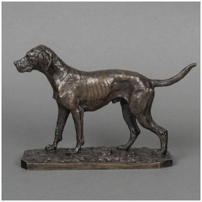 Sculpture – Chien Braque , Christophe Fratin (1801-1864) – Bronze