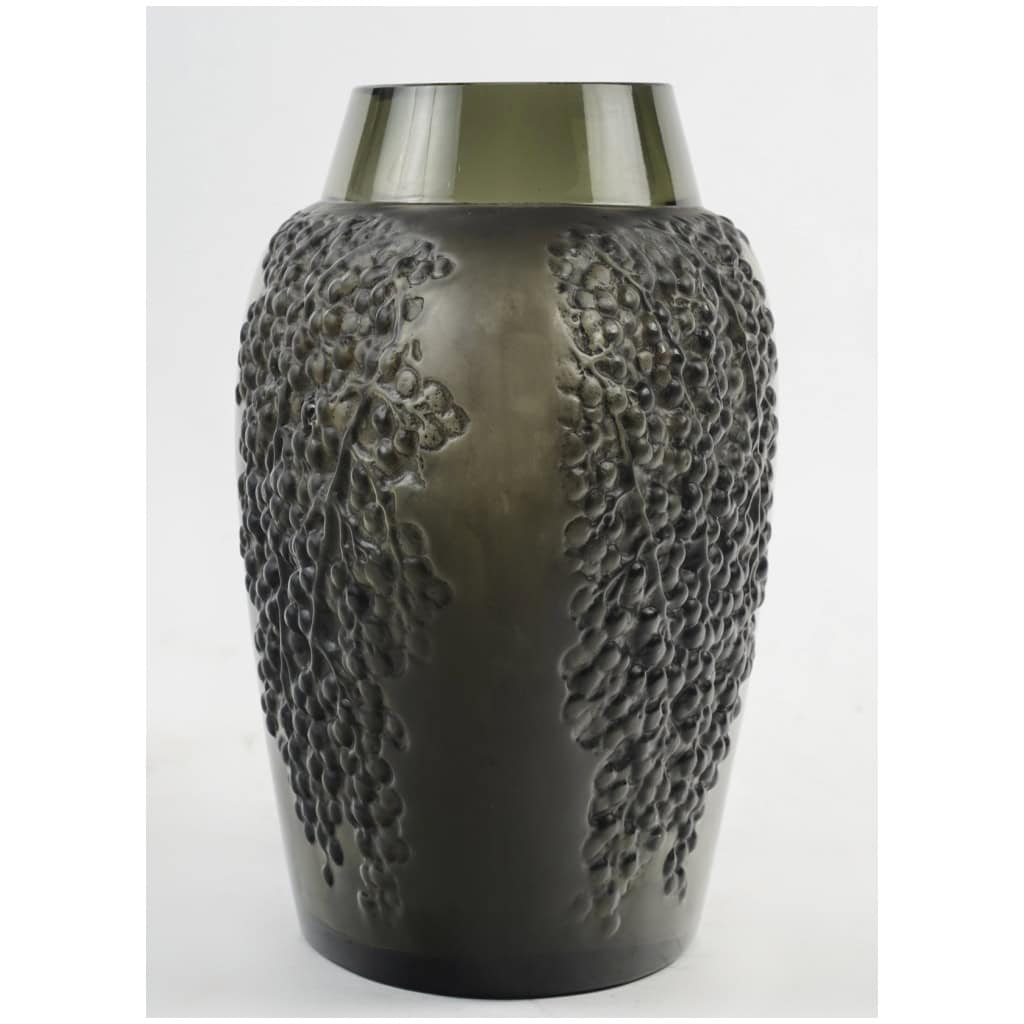 1921 René Lalique – Vase Poivre Verre Gris Topaze Patiné Noir 8