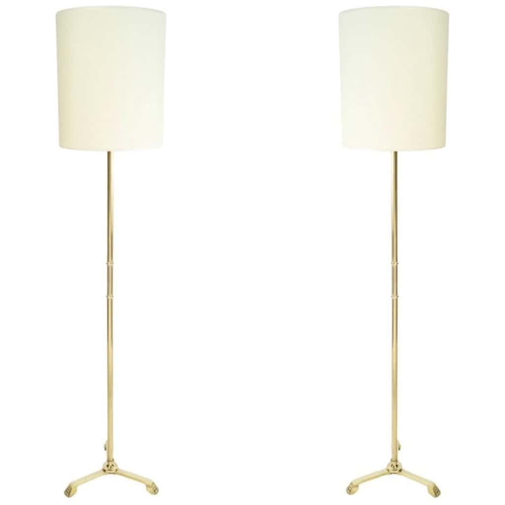 1960 Paire de lampadaires en bronze doré Maison Baguès 3