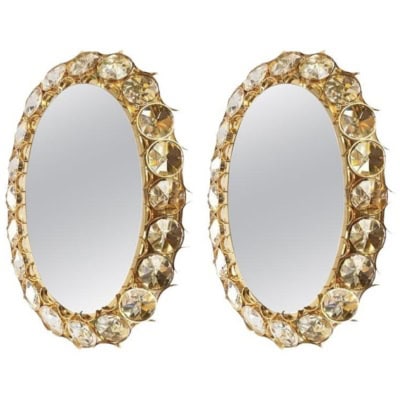 Paire de Miroirs rétro-éclairés dans le style des « bijoux fantaisie » des années 1980.