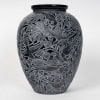 1923 René Lalique – Vase Martin Pêcheurs Verre Noir Patiné Blanc 11