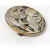 1911 René Lalique – Broche Grenouilles Verre Blanc Patiné Vert Sur Clinquant Jaune 10