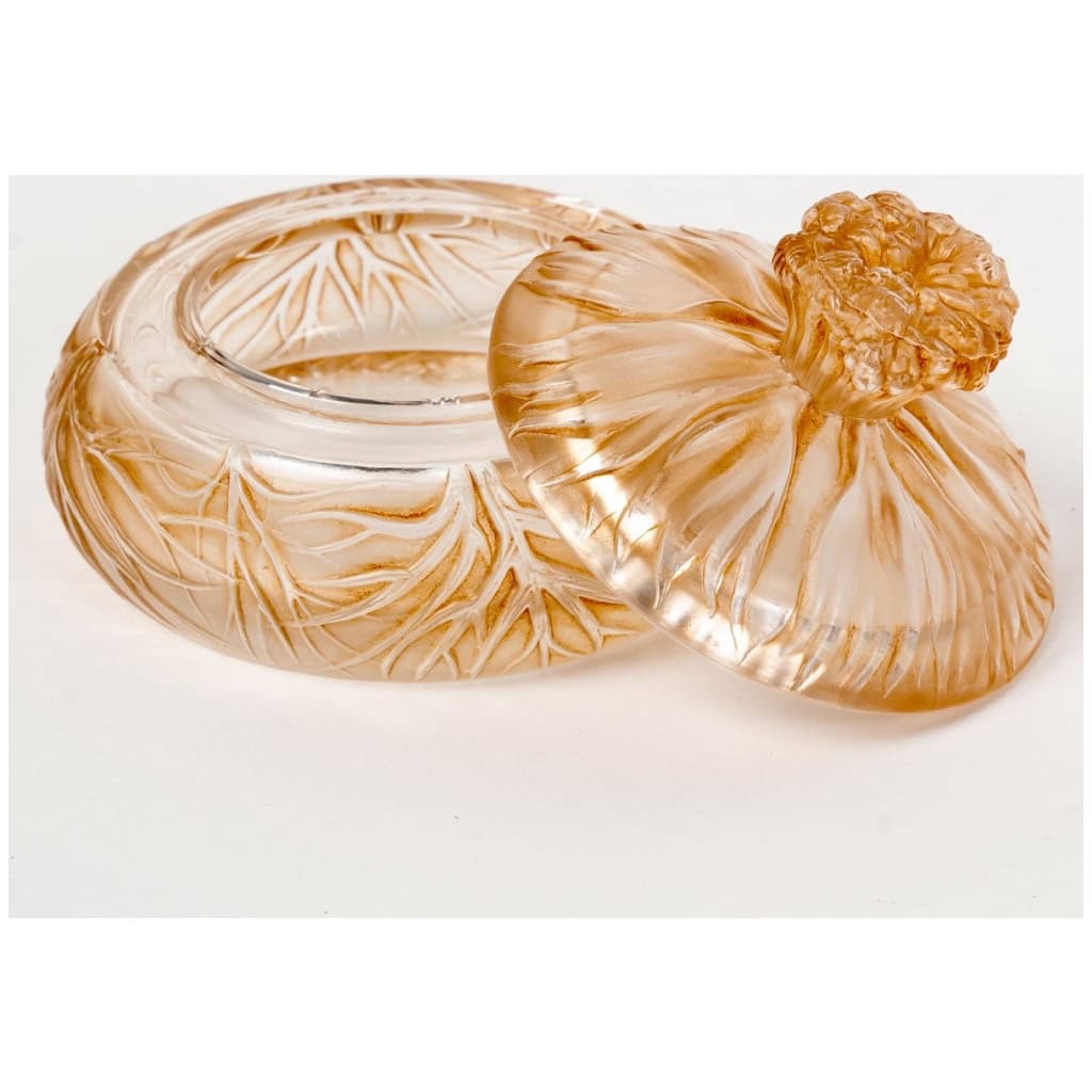 1910 René Lalique – Boîte Cheveux De Vénus Verre Blanc Patiné Sépia 5