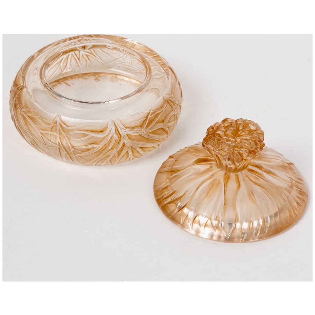 1910 René Lalique – Boîte Cheveux De Vénus Verre Blanc Patiné Sépia 6