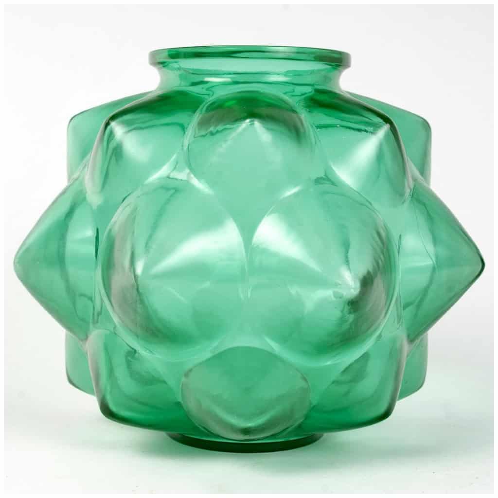 1927 René Lalique – Vase Champagne Verre Vert Emeraude 4