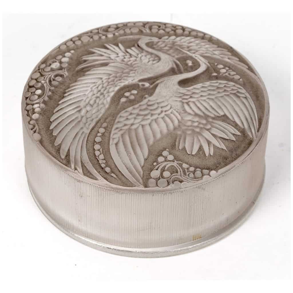 1924 René Lalique – Boîte Rambouillet Verre Blanc Patiné Gris 3