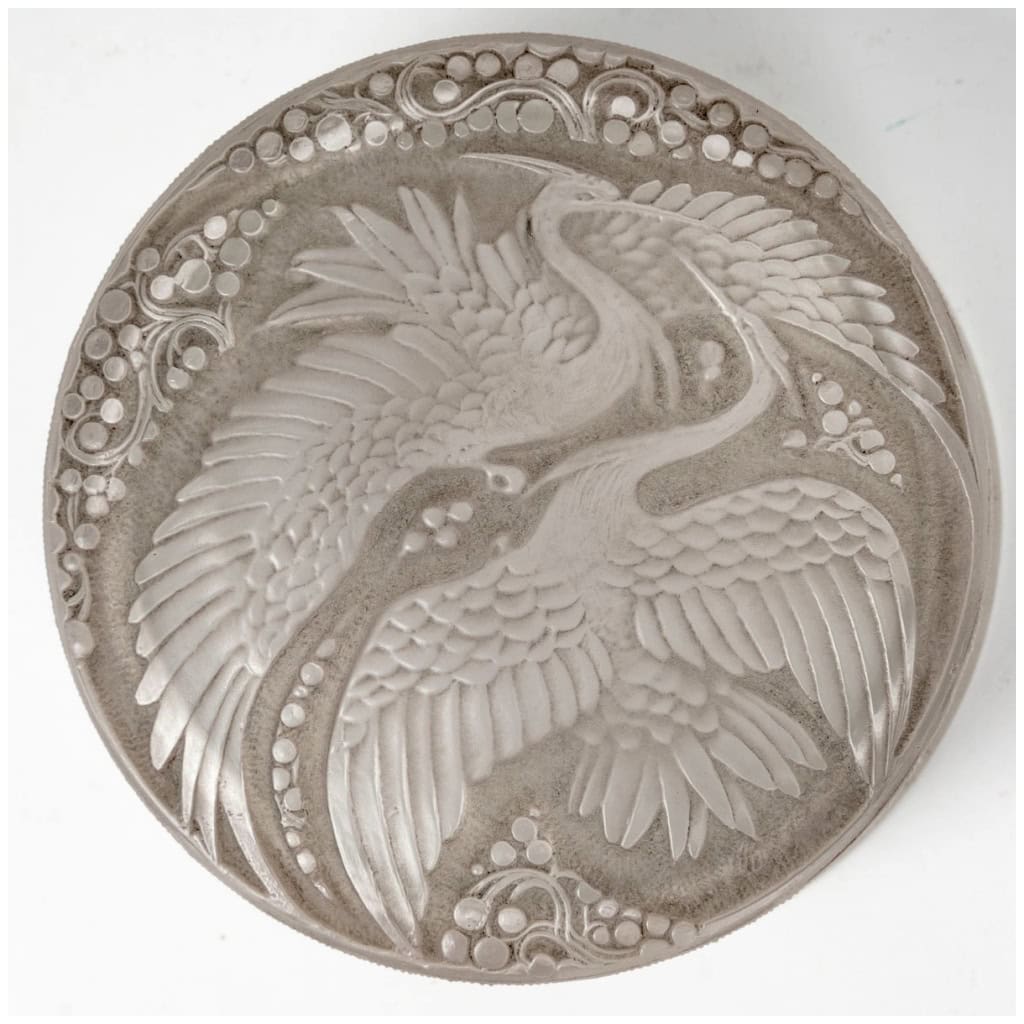 1924 René Lalique – Boîte Rambouillet Verre Blanc Patiné Gris 4