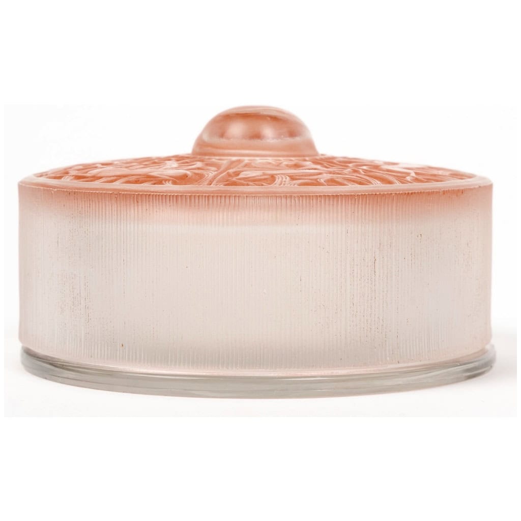 1924 René Lalique – Boîte Chantilly Verre Blanc Patiné Rose 4