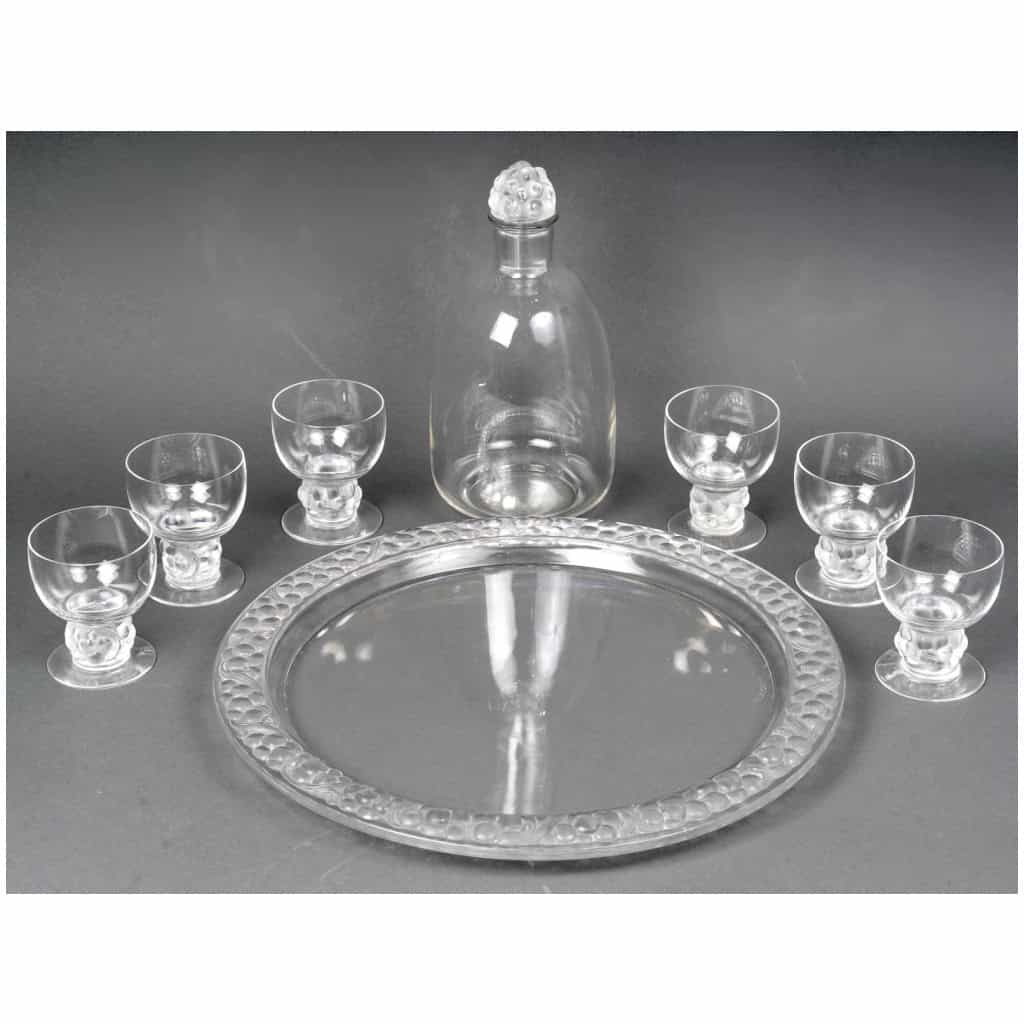 1931 René Lalique – Service Thomery Verre Blanc – 6 Verres, 1 Carafe, 1 Plateau 4