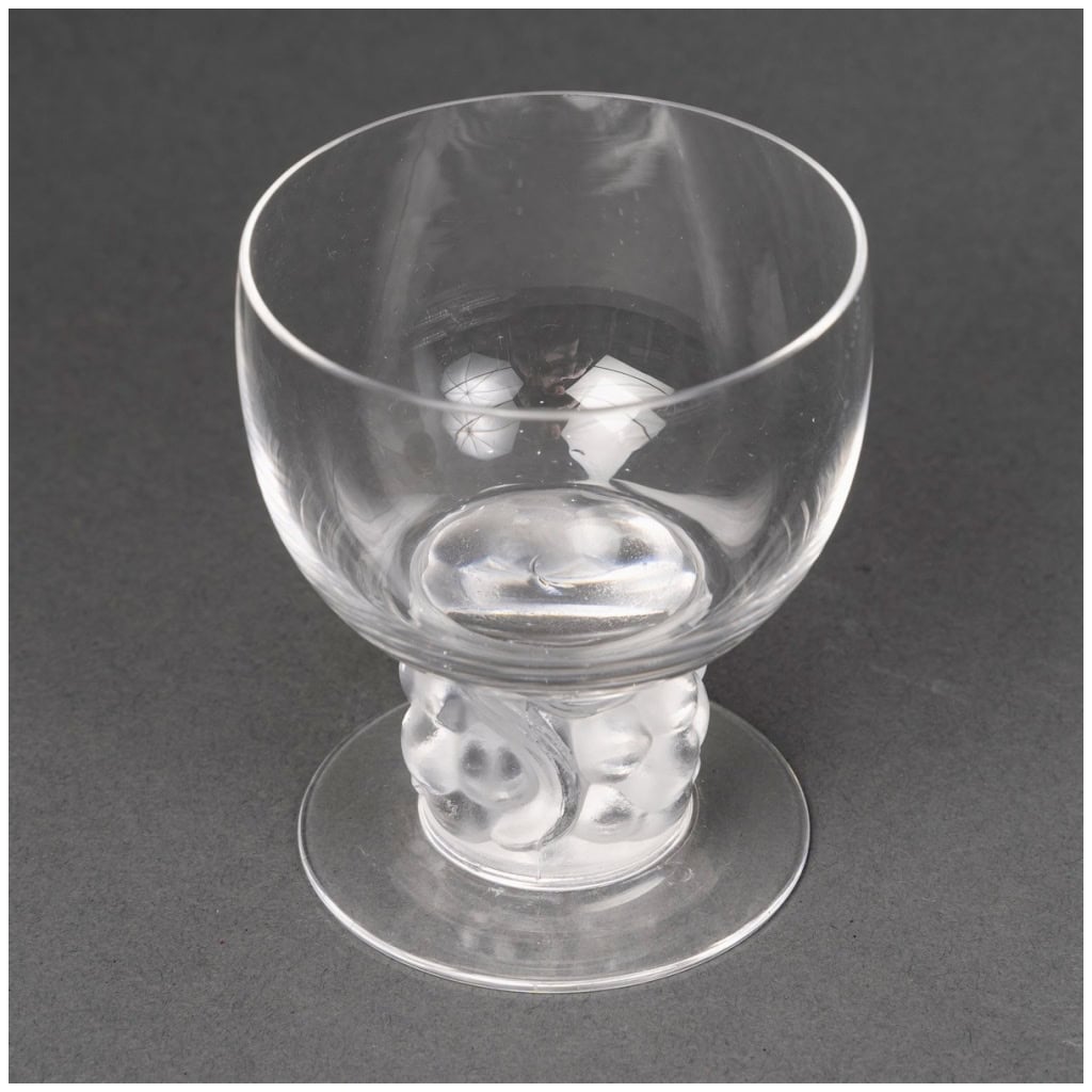 1931 René Lalique – Service Thomery Verre Blanc – 6 Verres, 1 Carafe, 1 Plateau 8