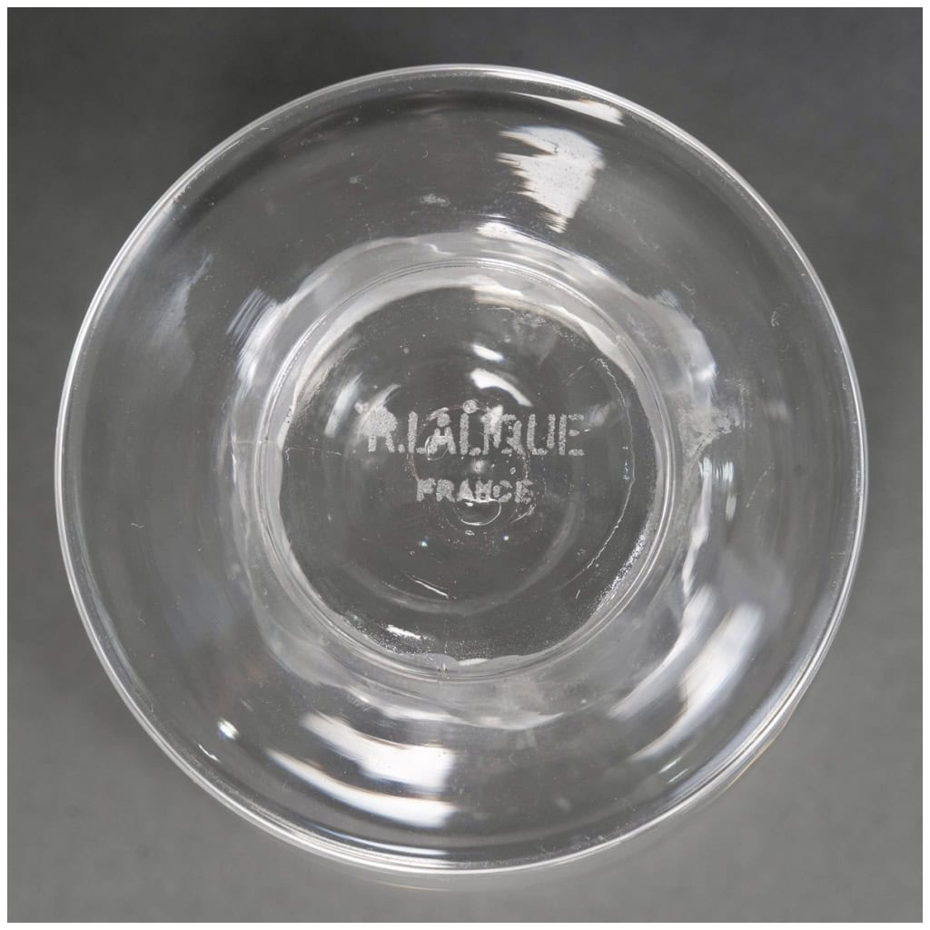 1931 René Lalique – Service Thomery Verre Blanc – 6 Verres, 1 Carafe, 1 Plateau 9