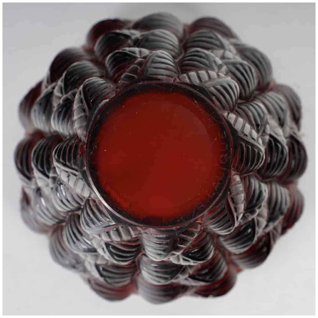 1927 René Lalique – Vase Moissac Verre Rouge Ambré 6