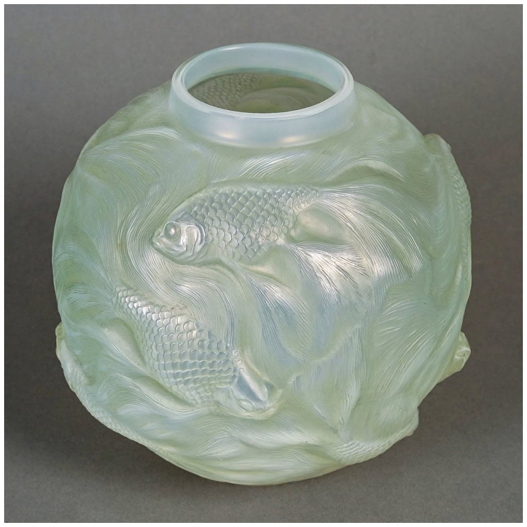 1924 René Lalique – Vase Formose Verre Opalescent Patiné Vert Clair 4