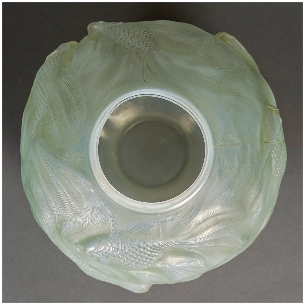 1924 René Lalique – Vase Formose Verre Opalescent Patiné Vert Clair 5