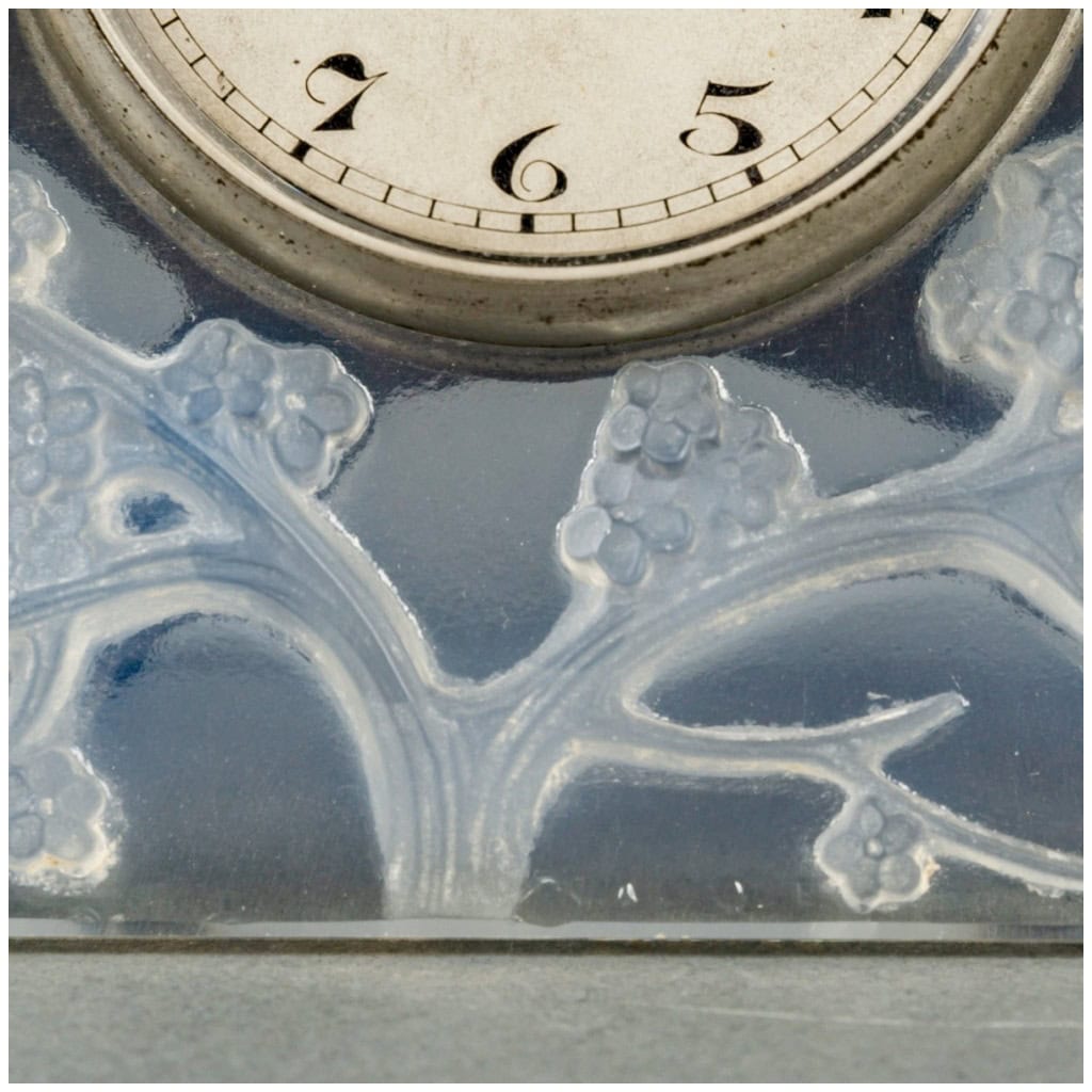 1926 René Lalique – Pendulette Inséparables Verre Opalescent Mouvement Mécanique 8