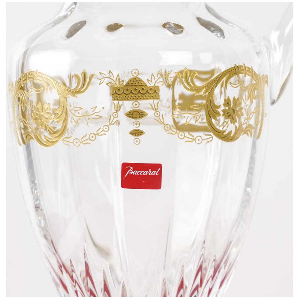 Baccarat – Broc Pichet Imperator Cristal Blanc Gravé Et Doré – Neuf En Coffret 5