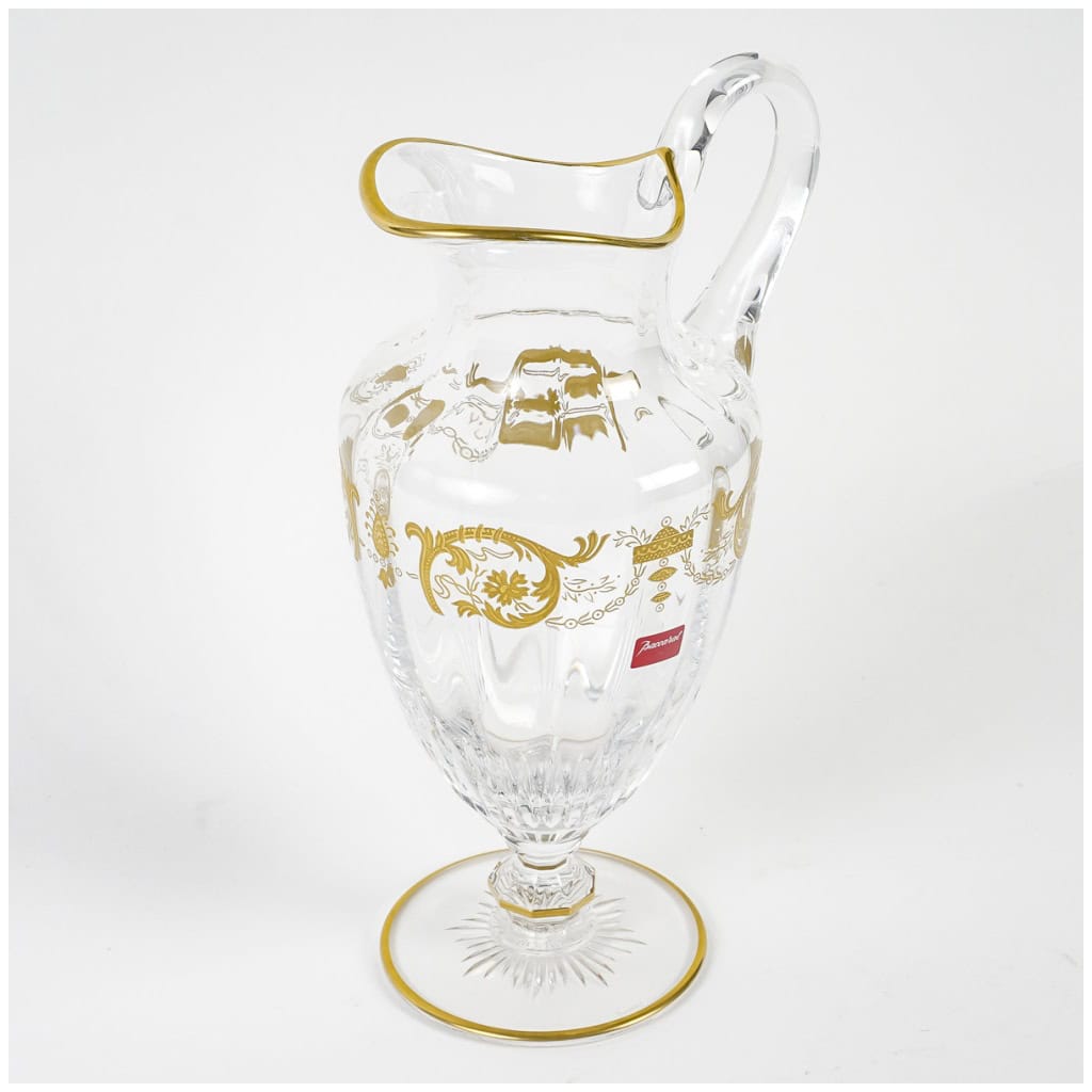 Baccarat – Broc Pichet Imperator Cristal Blanc Gravé Et Doré – Neuf En Coffret 6