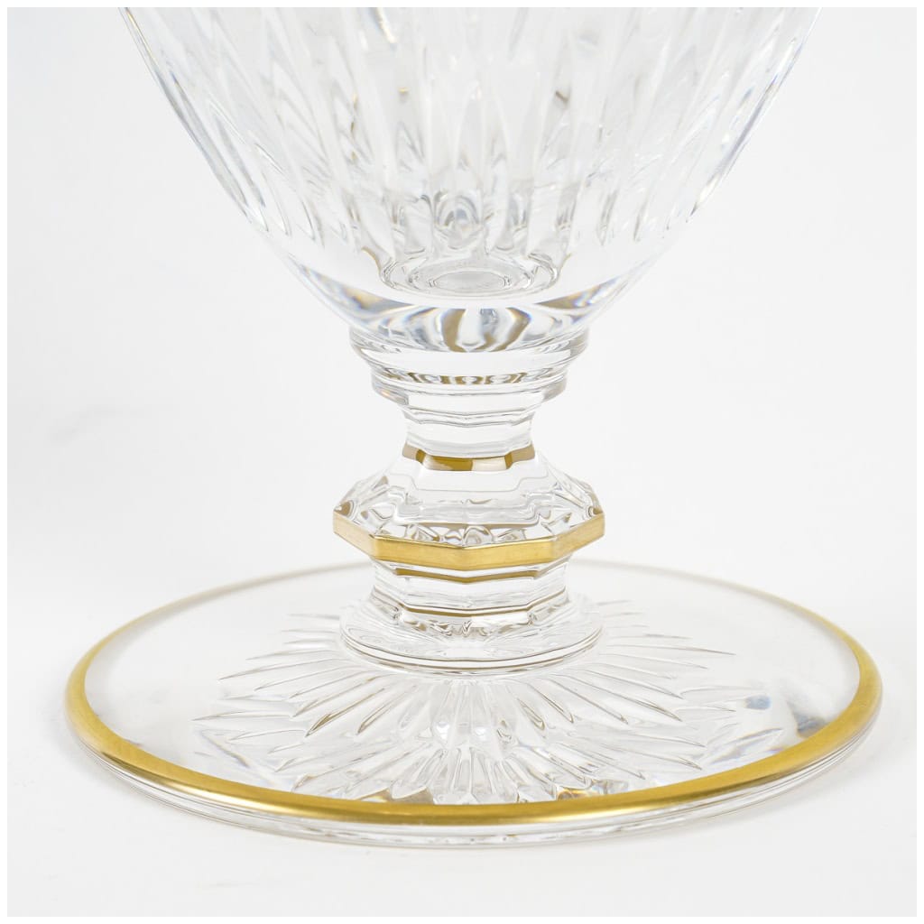 Baccarat – Broc Pichet Imperator Cristal Blanc Gravé Et Doré – Neuf En Coffret 7