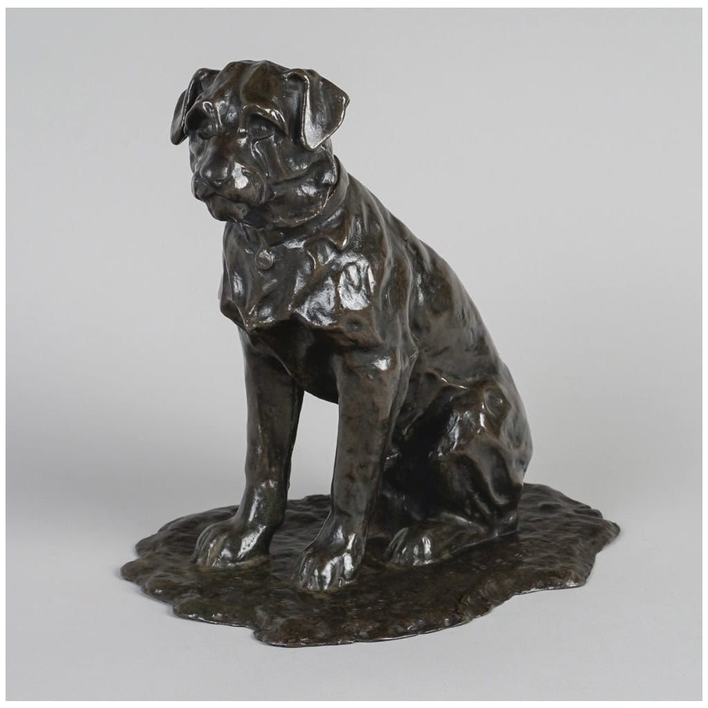 Sculpture – Chien Assis , Jacques Nam (1881-1974) – Bronze 4