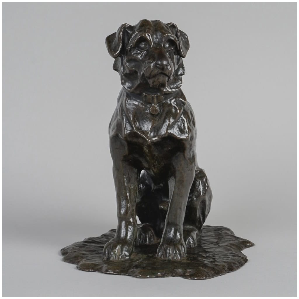 Sculpture – Chien Assis , Jacques Nam (1881-1974) – Bronze 3