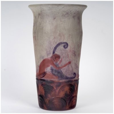 1928 Gabriel Argy Rousseau – Vase Musiciens Grecs Pâte De Verre
