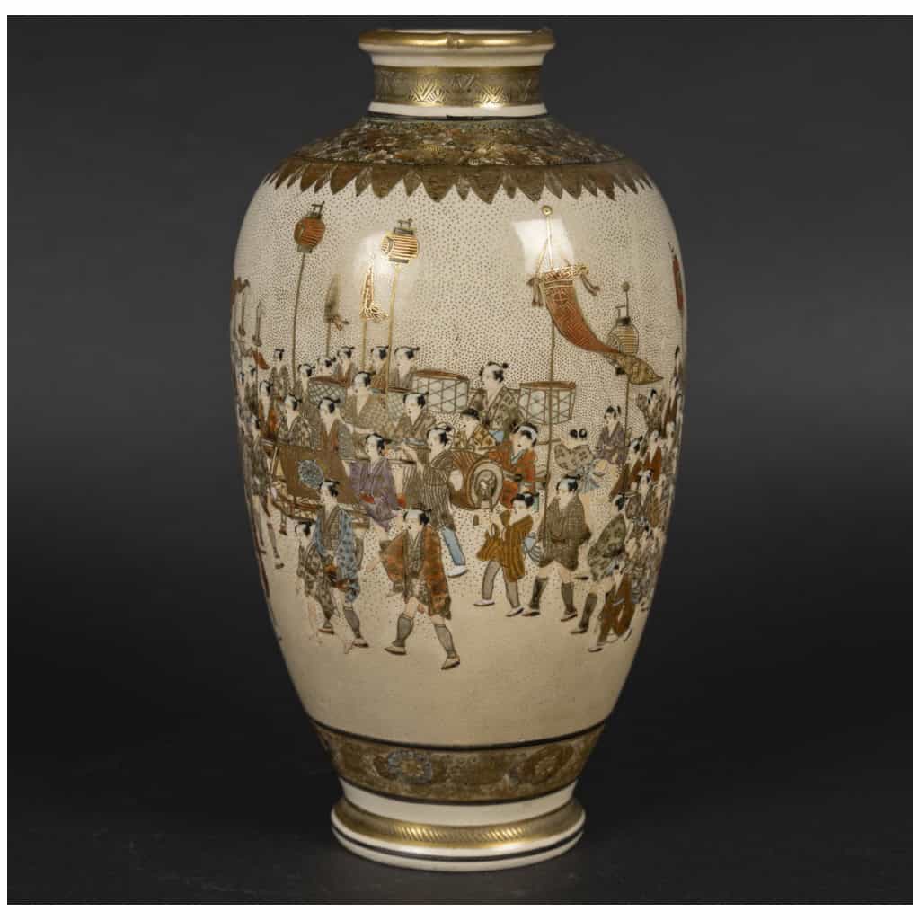 Vase japonais d’une grande procession en Satsuma 7