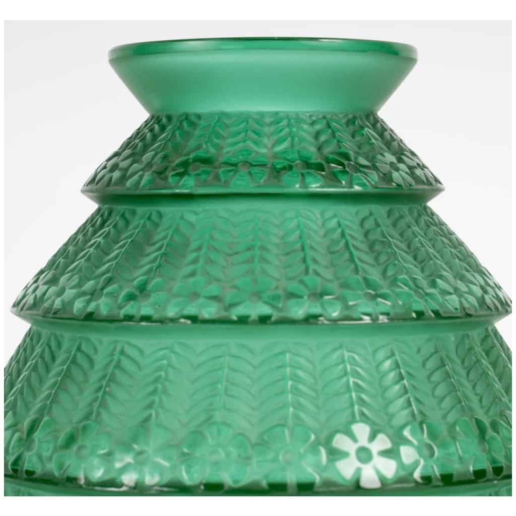 1929 René Lalique – Vase Ferrières Verre Vert Emeraude 6