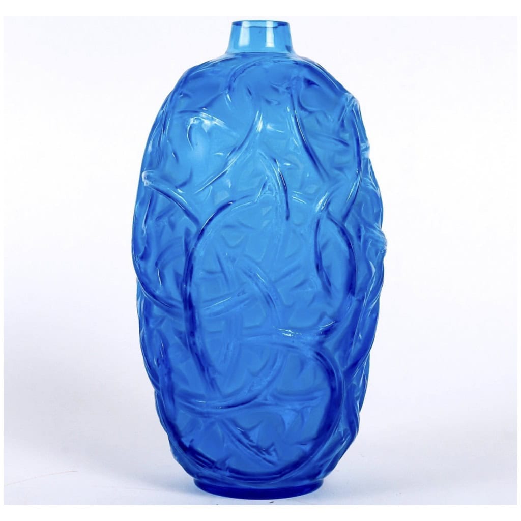 1921 René Lalique – Vase Ronces Verre Bleu Electrique 4