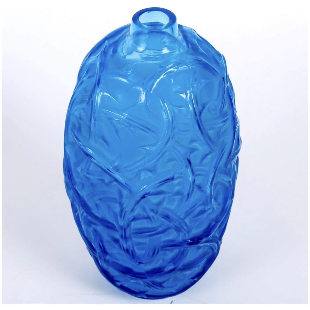 1921 René Lalique – Vase Ronces Verre Bleu Electrique 5