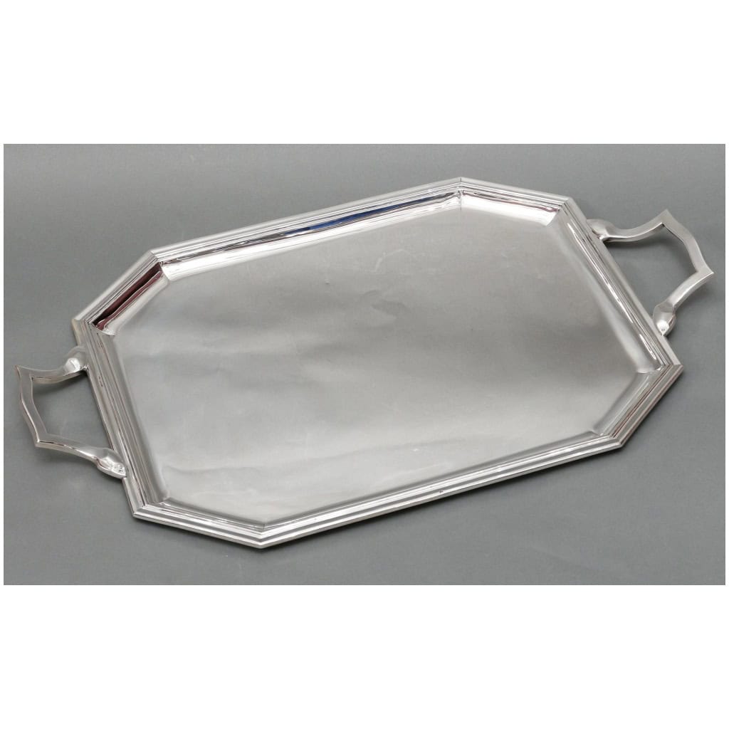 ORFÈVRE TETARD – PLATEAU EN ARGENT MASSIF ART DECO VERS 1930 11